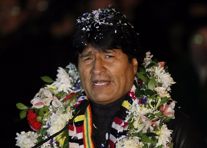 Morales, a su llegada a Bolivia