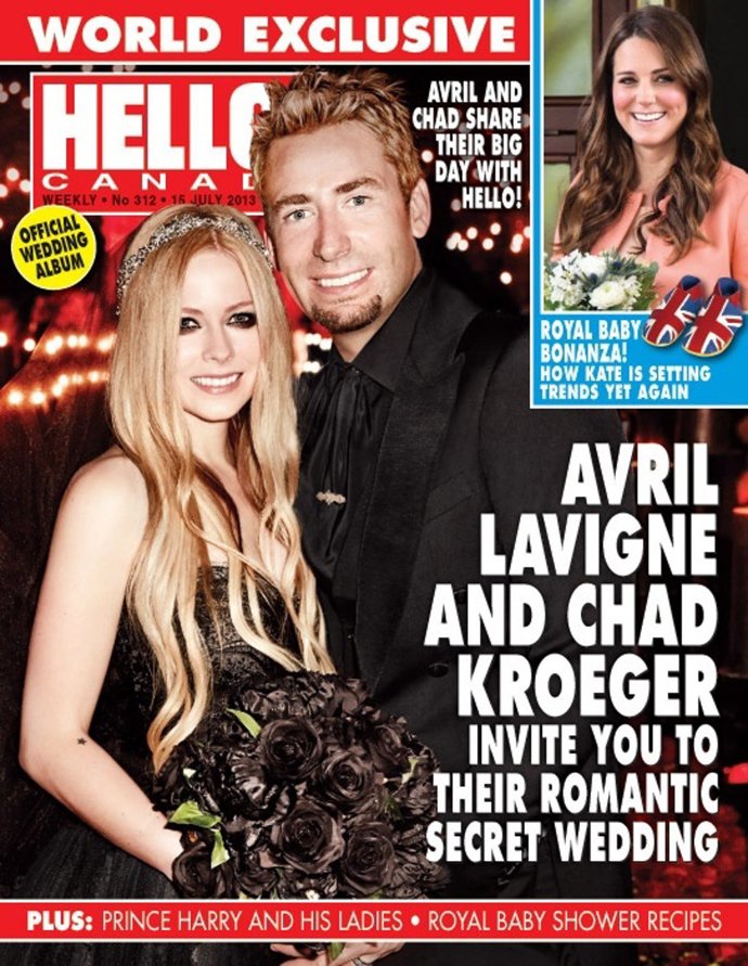 Avril Lavinge se casa de negro con Chad Kroeger