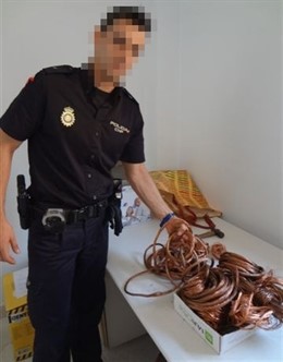 Cable de cobre recuperado en Orihuela