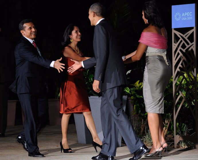 Humala, Nadine Heredia,  Obama y Michelle