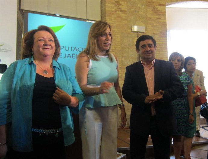 Parra, Díaz, Reyes y Gálvez antes de la rueda de prensa.