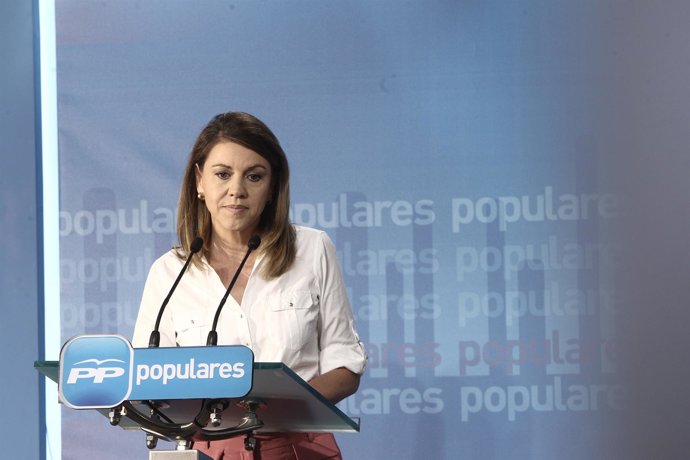 Cospedal en rueda de prensa en Génova