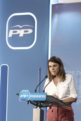 Cospedal en rueda de prensa en Génova