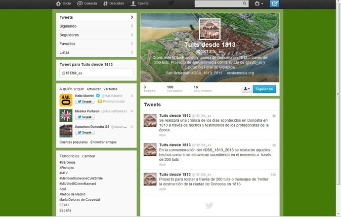 Página de Twitter de 1813