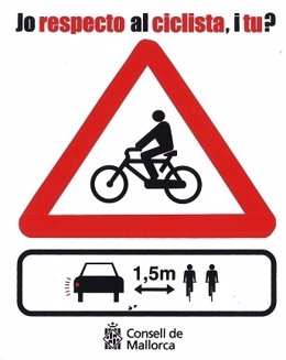 Pegatina distincia seguridad entre vehículos y ciclistas
