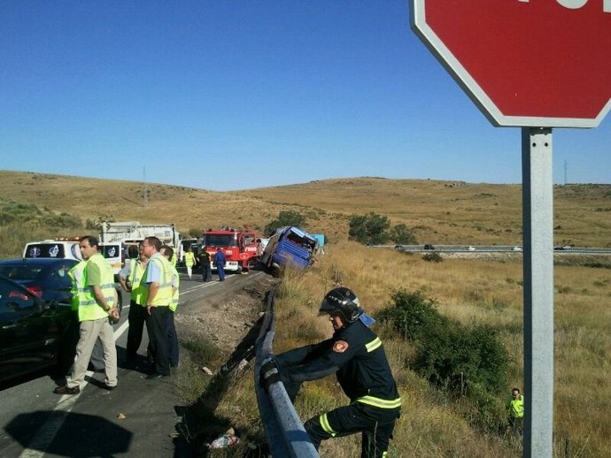 Autibús accidentado en Ávila