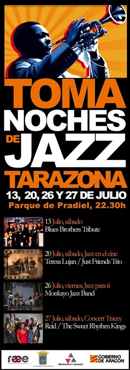 Cartel del ciclo '¡Toma noches de jazz!' que se celebra este mes en Tarazona