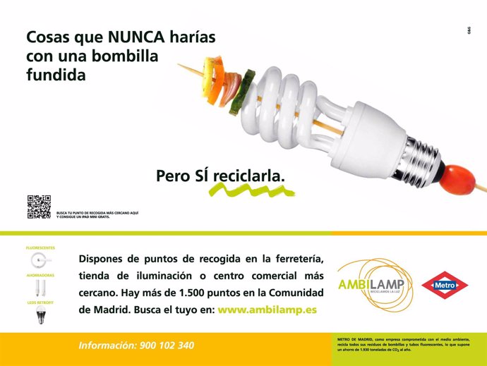 Cartel de la campaña de AMBILAMP sobre reciclado de lámparas
