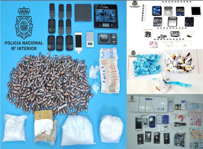 Efectos intervenidos a detenidos por tráfico de drogas en Ferrol.