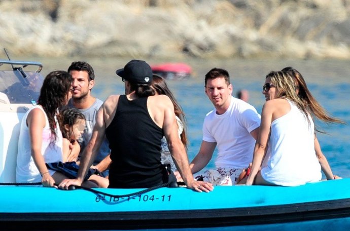 Cesc y messi ultimo dia de vacaciones