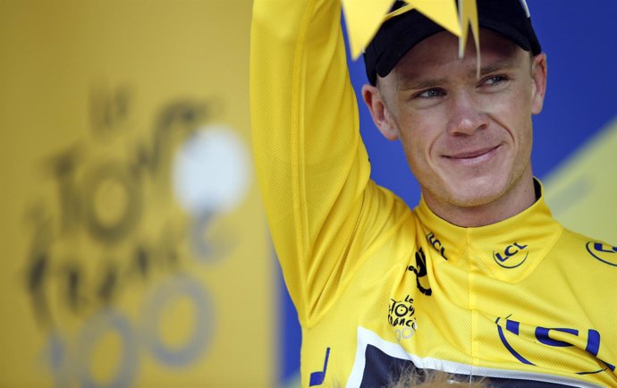 Froome en el podio del Tour del Centenario