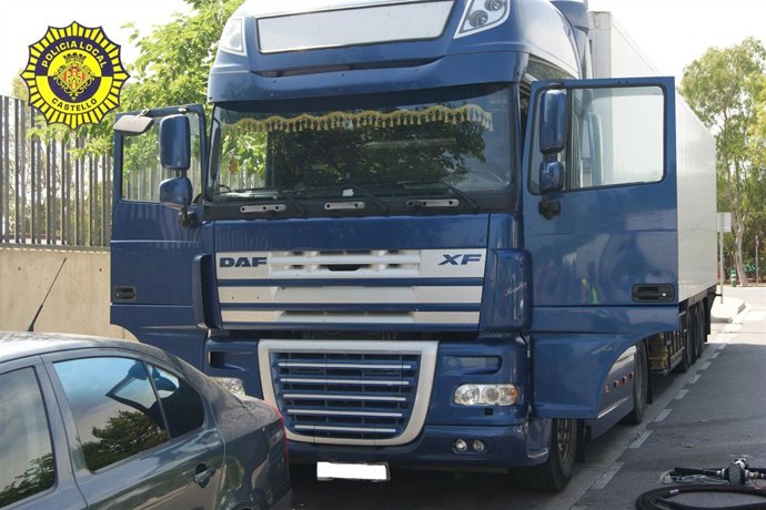 Uno de los camiones donde estaba oculta la bomba extractora