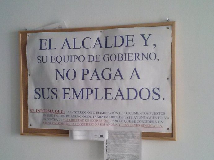 Nota de los trabajadores del Ayuntamiento de Montellano