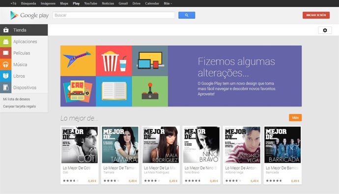Nuevo diseño Google Play Store para web