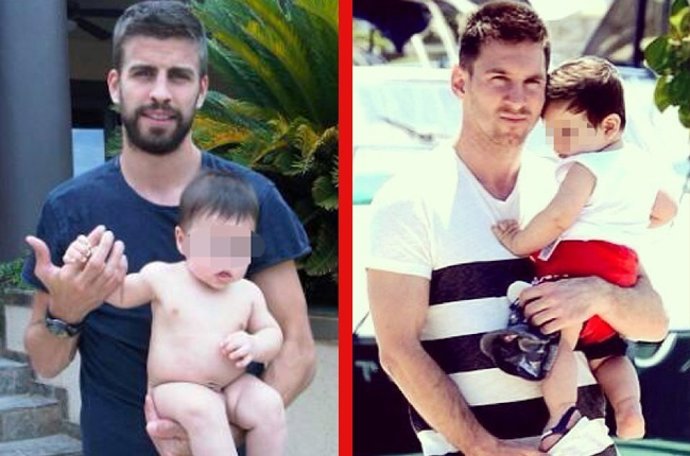 Leo Messi y Gerard Piqué presumen de ser unos padrazos con sus hijos de vacas