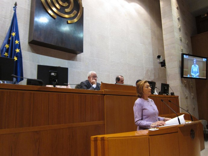 La presidenta de Aragón, durante su intervención