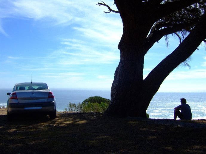 Vehículo, viaje, playa, paisaje, alquiler