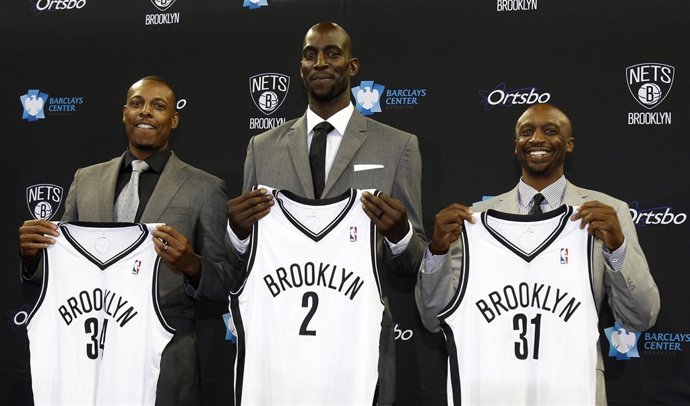 Paul Pierce, Kevin Garnett y Jason Terry, presentados con los Brooklyn Nets
