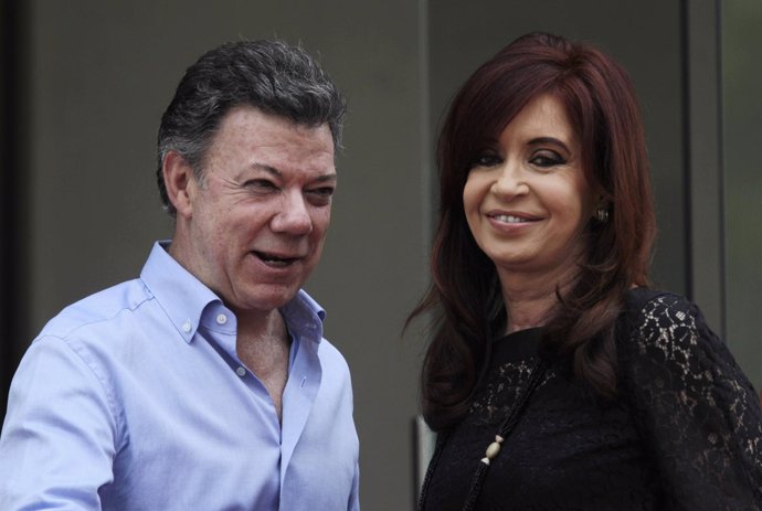 Juan Manuel Santos y Cristina Fernández