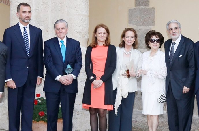 El Príncipe de Asturias junto a Valetín Fuster y Placido Domingo