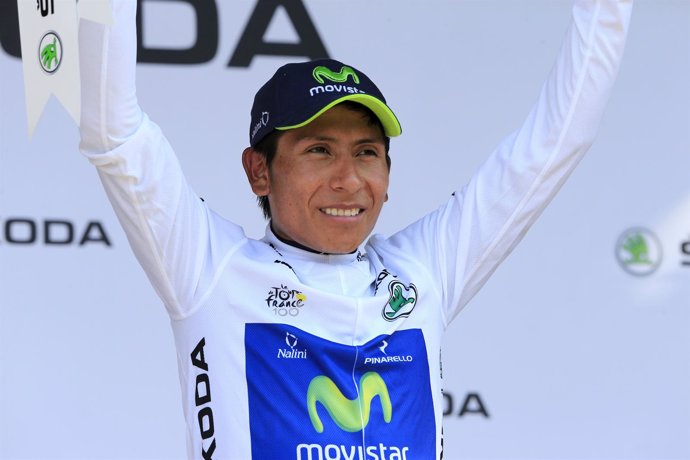 Nairo Quintana con el maillot blanco del Tour de Francia