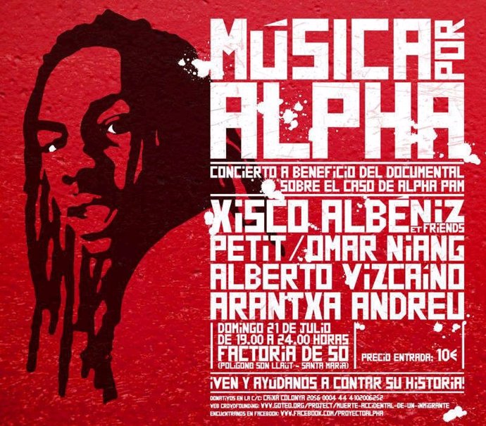 Cartel del concierto en beneficio documental Alpha Pam