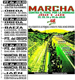Cartel de la marcha a pie del SAT por Jaén