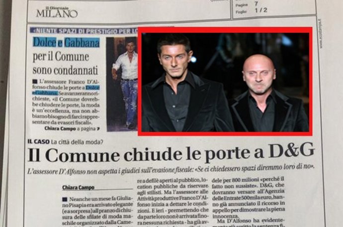 DOLCE AND GABANNA CIERRA TRES DIAS SUS TIENDAS