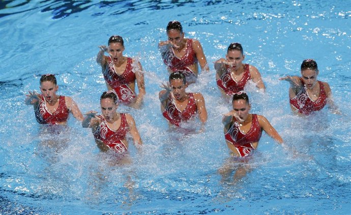 La selección española de natación sincronizada durante los Mundiales 2013