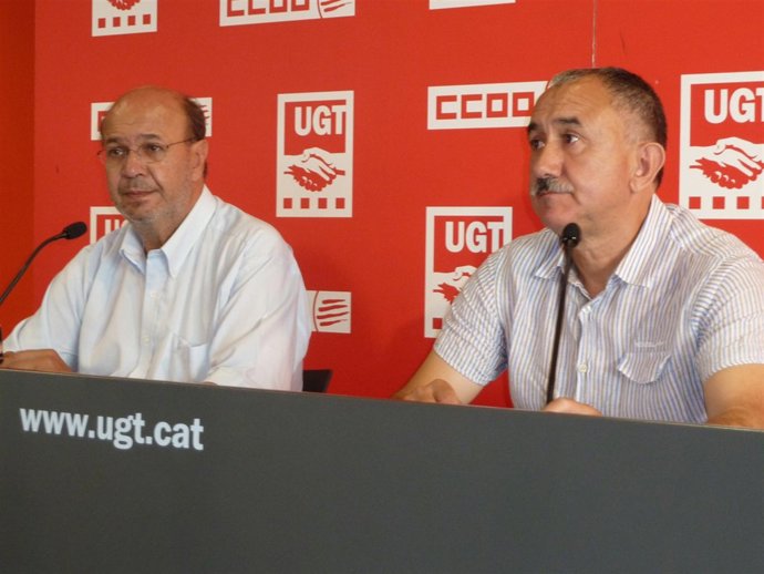 Los secr.Grales.De CC.OO. Y UGT de Catalunya, J.C.Gallego y J.M.Álvarez