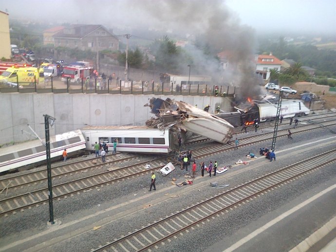 Descarrilamiento tren en Santiago de Compostela