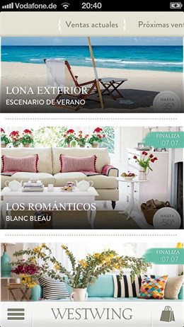 Aplicación para iPhone e iPad de Westwing Home & Living