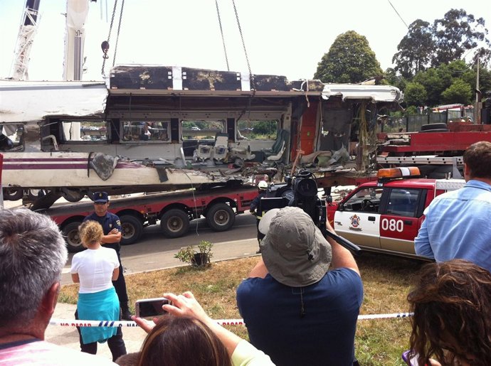 Uno de los vagones del tren siniestrado
