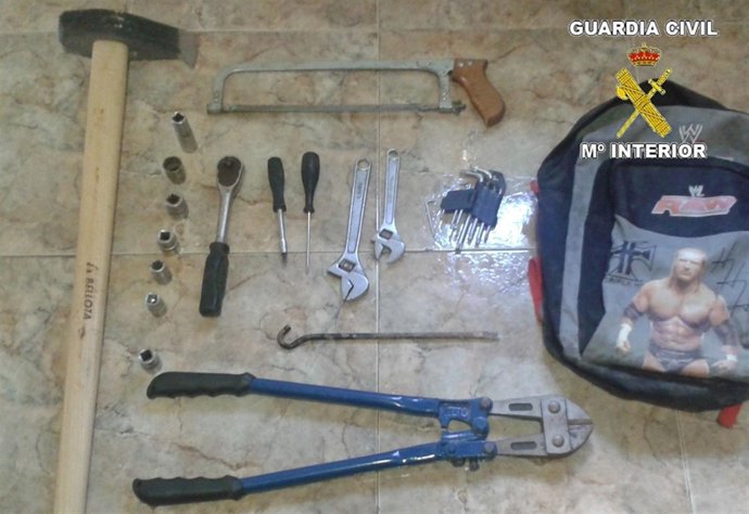 Efectos intervenidos en los robos en naves de  Sax