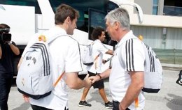 Casillas y Ancelotti antes de la gira americana