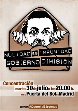Cartel de convocatoria de la concentración por la dimisión del Gobierno