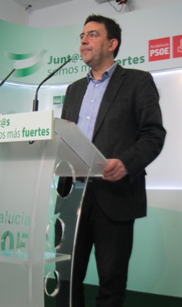 El vicesecretario general del PSOE-A, Mario Jiménez, hoy en rueda de prensa