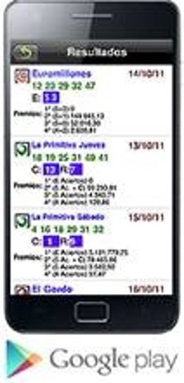 Vista de Lottomobile en un teléfono móvil Android