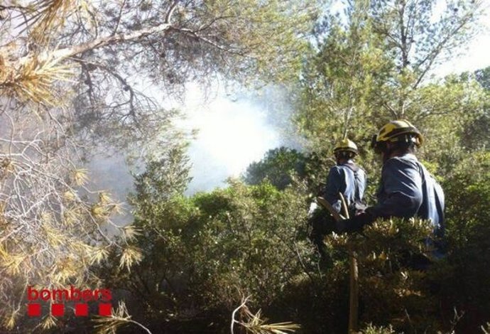 Bomberos trabajan en el incendio de Miravet