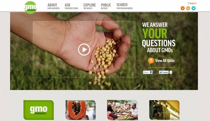 Web de información sobre semillas transgénicas www.GMOAnswers.Com www.GMOAnswers