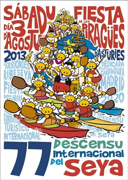 Cartel en asturiano del Descenso del Sella.