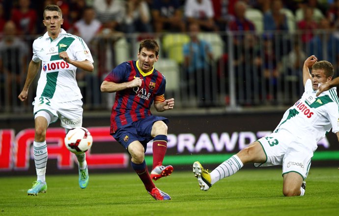 Leo Messi en el amistoso ante el Lechia