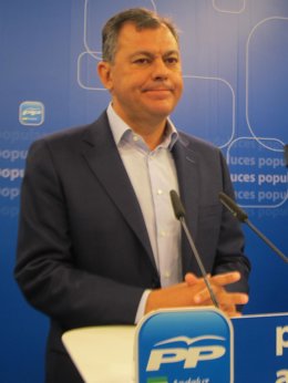 El secretario general del PP-A, José Luis Sanz, en rueda de prensa