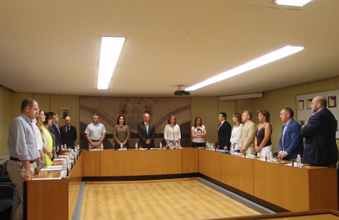 Los miembros de la Diputación guardan un  minuto de silencio