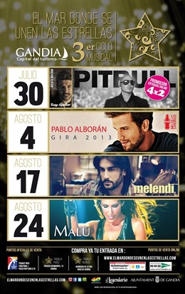 Cartel de conciertos en Gandia (Valencia)