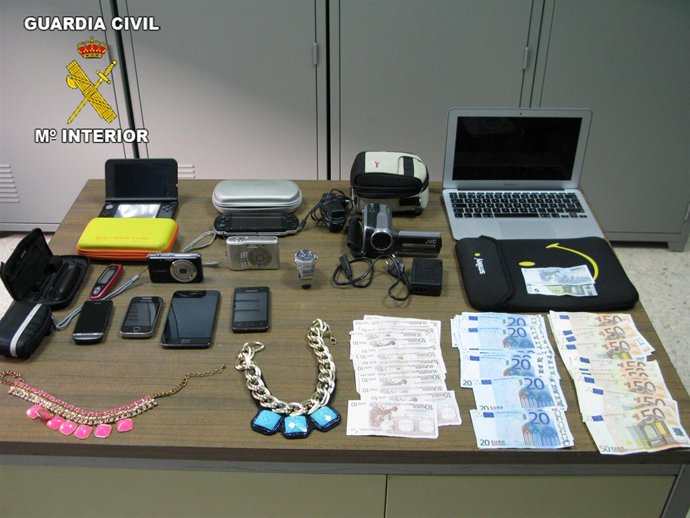 Efectos robados en un hotel de Punta Umbría (Huelva).