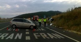 Imagen del accidente de la N-121-A en Ostiz
