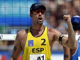 Pablo Herrera en la semifinal del Campeonato Europeo de voley playa
