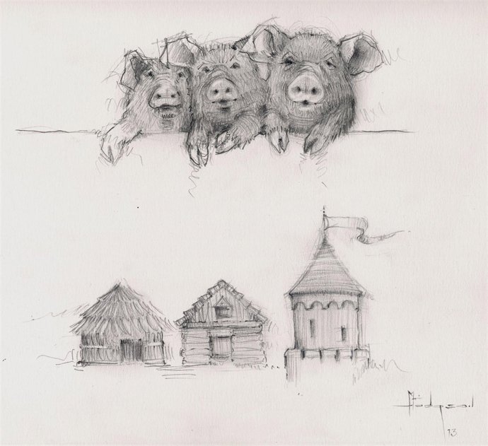 Ilustración basada en el cuento de 'Los Tres Cerditos'