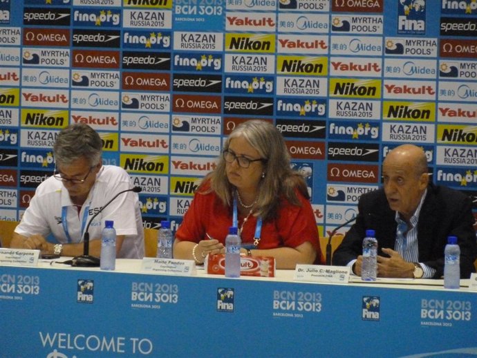 El presidente de la Real Federación Española de Natación, Fernando Carpena, la t